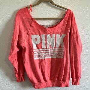 PINK Victoria's Secret Coral Off-the-Shoulder Sweater